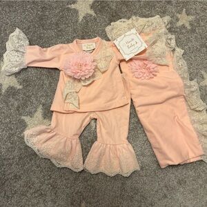 Haute Baby Ruffle Pink Lace Baby Outfit